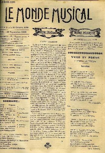 Le Monde Musical 20e Annee N°18 August Wilhelmj