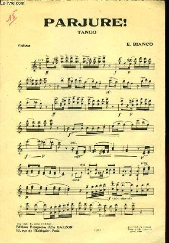 Parjure! Tango Partition Pour Violon