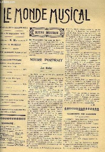 Le Monde Musical 22e Annee N°18 Jan Reder