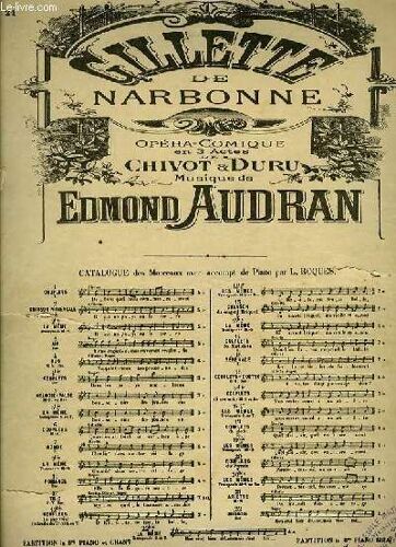 N°21 Ariette Extrait De L'opéra-Comique Gilette De Narbonne Piano Et Chant
