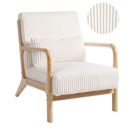 Fauteuil Sorsele Velours Côtelé Blanc