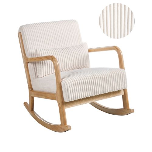 Fauteuil À Bascule Sorsele Velours Côtelé Blanc