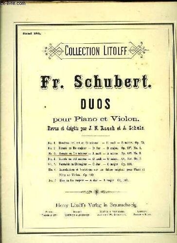 Duos Pour Piano Et Violon Revus Et Doigtés Par J.N Rauch Et A.Schulz N°3. Sonate En La Mineur