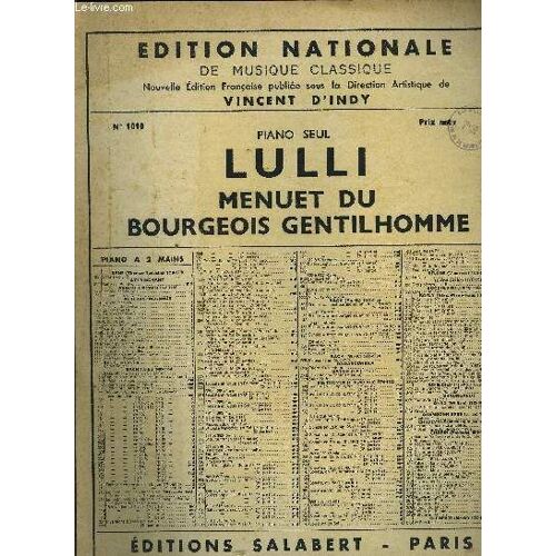 Menuet Du Bourgeois Gentilhomme Pour Piano  Oeuvres Célèbres Et Transcriptions Classiques  N°1010