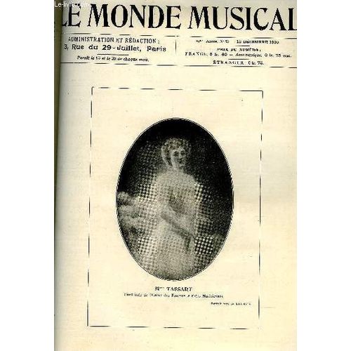 Le Monde Musical 22e Annee N°23 Madame Tassart