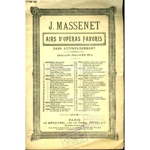 Airs D'operas Favoris N° 16 Manon Acte Ii En Fermant Les Yeux /  Le Reve De Des Grieux