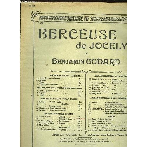 Berceuse De Jocelyn 2 Partition Dont Une Pour Violon