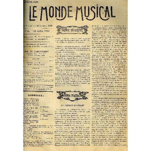 Le Monde Musical 20e Annee N°14 Madame Clericy Du Collet