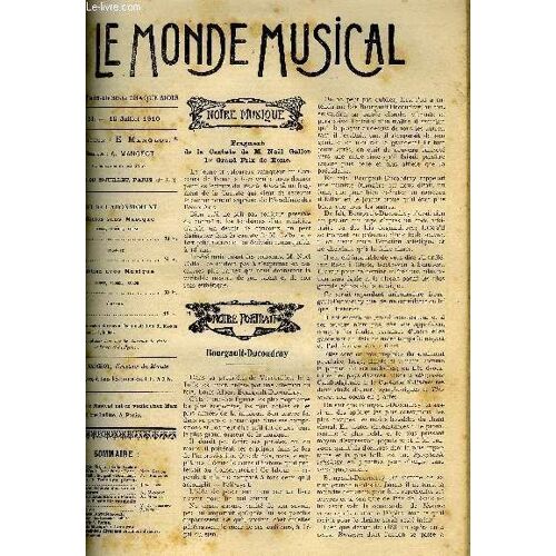 Le Monde Musical 22e Annee N°13 Bourgault - Ducoudray