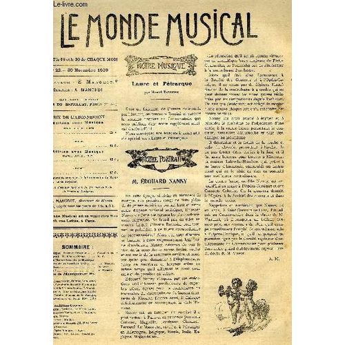 Le Monde Musical 21e Annee N°22 M. Edouard Nanny