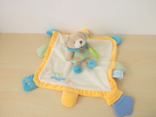 Doudou Chien Super Doudou Blanc Jaune Bleu Babynat' Ba