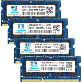 CMJAAGUR-32 Go 4X8Go Ddr3L 1600 Mhz 12800 Barrette De Mémoire Ram Ddr3 Pour Ordinateur Portable Ddr3 Pc3-12800 Pc3L-12800S Cl11 1,35 V/1,5 V 2Rx8 Sodimm 204 Broches Sans Tampon[M1713]