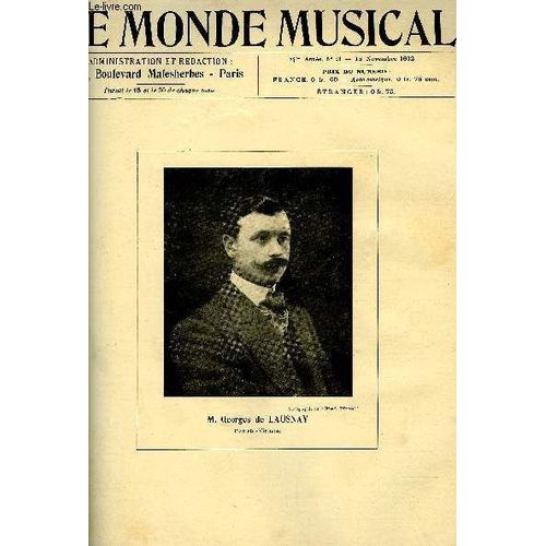 Le Monde Musical 24e Annee N°21 M. Georges Lausnay