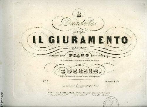 Deux Quadrilles Sur L'opera Il Giuramento