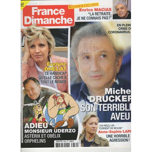 France Dimanche 27/03/2020,Michel Drucker, A.Uderzo, Dheliat, Lapix, Enrico Macias, Sheila, N°3839