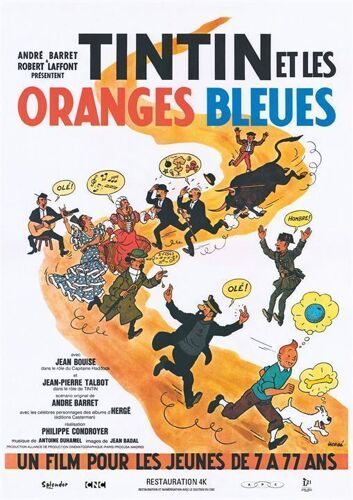 Tintin Et Les Oranges Bleues - Véritable Affiche De Cinéma Pliée - Format 120x160 Cm - De Philippe Condroyer Avec Jean-Pierre Talbot, Jean Bouise, Félix Fernández, Ángel Álvarez - 1964 Réédition 2017