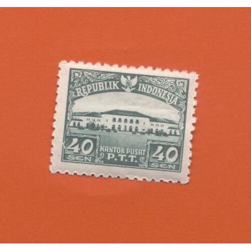 Timbre Non Oblitéré Mint Stamp Sêlo Sem Carimbo Republik Indonesia 40 Sen Kantor Pusat P.T.T. Indonesie