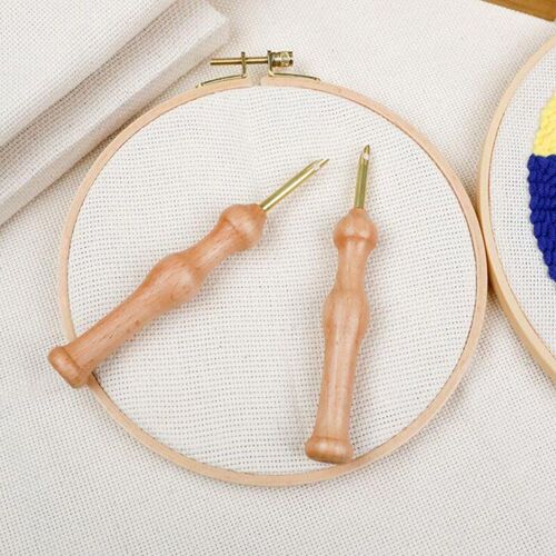 Bois Couleur Gras Cuivre Tube Estampage Stylo Artisanat Couture Accessoires Pratique Poinçonnage Pratique Bricolage Manche En Bois Outil De Tricotage