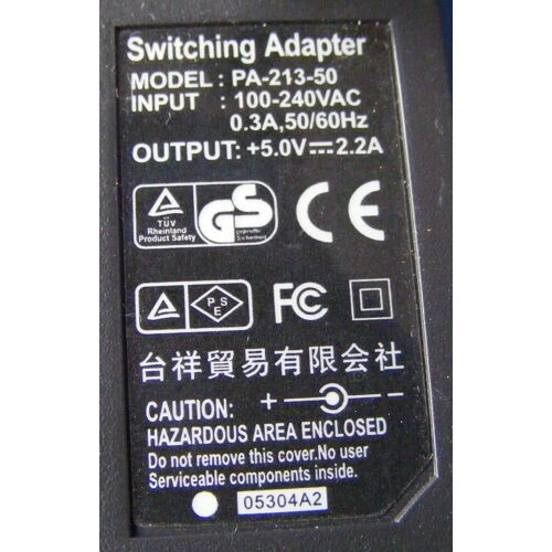 I.T.E PA-213-50 - Alimentation  5V - 2,2A - Connecteur rond 3,5mm - 2mm
