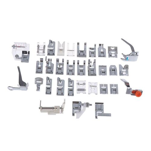 32 pièces Machine à coudre pied-de-biche coudre accessoires presse pieds Kit pour les Machines à coudre multifonctions domestiques avec une tige basse