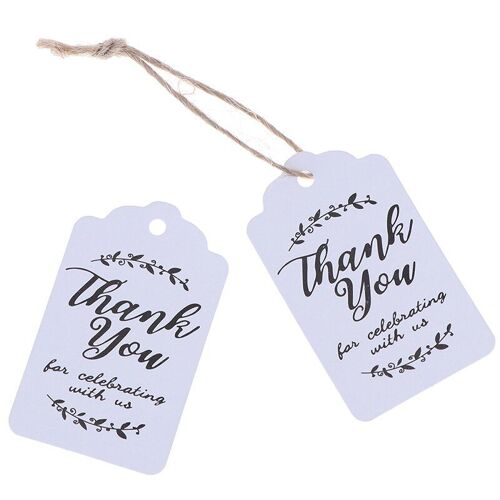 50pcs Merci À La Main Noir Et Blanc Cadeau Étiquette Papier Étiquettes Volantes À La Main Merci Kraft Étiquettes Bricolage Étiquette 3*5cm