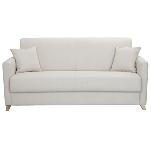 Canapé Convertible 3 Places Scandinave Beige Avec Matelas 12 Cm Skandy