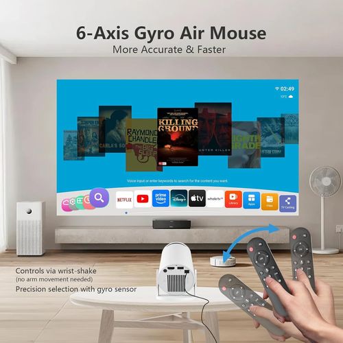 Mini Projecteur Portable 4K Supporte 720P Hd,Wifi 6 Bluetooth Projecteur Cinéma Extérieur Portable Avec Télécommande Air Mouse Mise Au Point Automatique,Idéal Pour Le Camping Et Les Fêtes À
