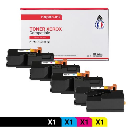4 Toner pour XEROX 106R01630 Black + Cyan + Magenta + Jaune 2000 Pages avec Xerox Paser 6000- 6010- 6010 N - Xerox WC 6015- 6015 Series- 6015 V B- 6015 V N- 6015 V NI - Xerox WorkCentre 6015- 6015 Ser