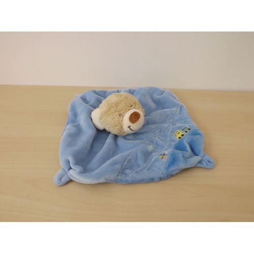 Doudou Ours Beige Bleu Train Tex
