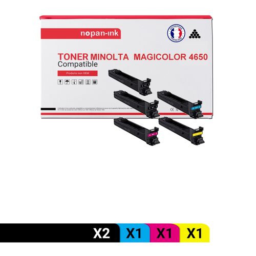 5 Toner pour KONICA MINOLTA A0DK152 Black x2 + Cyan + Magenta + Jaune 8000 Pages avec Konica Minolta Magicolor 4600 Series Konica Minolta Magicolor 4650 DN Konica Minolta Magicolor 4650 EN Konica Mino