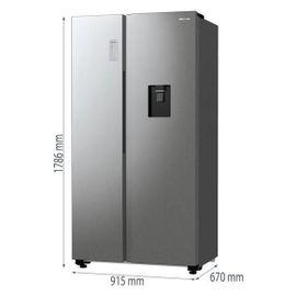 Réfrigérateur-congélateur Hisense RS711N4WCE - side-by-side avec distributeur d'eau - 91.5x67x178.6 cm (lxpxh) - 547 litres - classe E - acier inoxydable