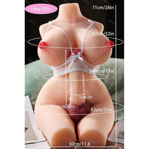 Neloty® Shemale 4 Holes Sex Doll, Shemale Sex Doll Pour Homme, Insérable Dans Le Vagin Anal, Transsexual Torso Love Doll Adult Toy, 18cm Énorme Dildo 15kg