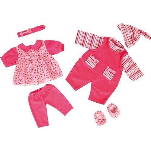 Bayer Design - 84619 - Vêtement Pour Poupée - Habit Poupon - Ensemble 7 Pièces - Rose Vif - 40-46 Cm