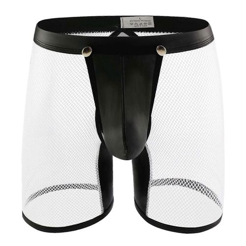 Boxer Ouvert Sur Le Devant Pour Homme, Grandes Tailles, Maille Cuir, 3xl, Blanc