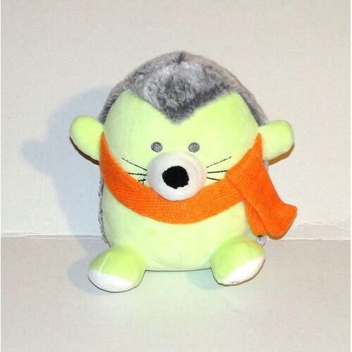 Peluche Herisson Vert A Derma Doudou Herisson Assis Echarpe Orange