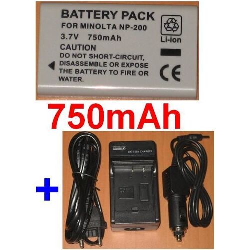 Chargeur + Batterie Pour Minolta Dimage X21 **750mAh**