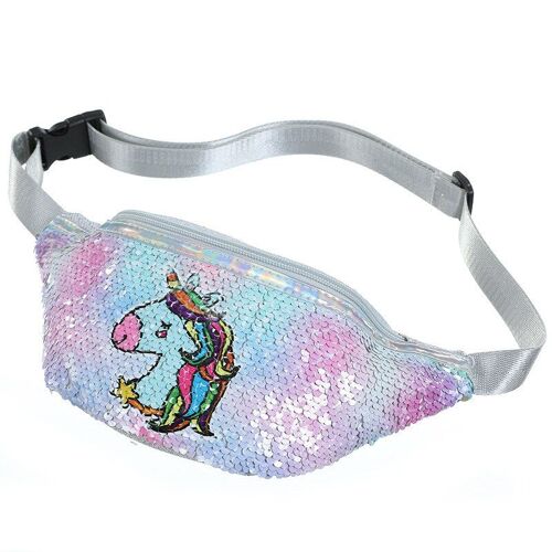 Unicorn Sequins Girls Belt Waist Pack Fanny Girls Belt Mermaid Sport Bag Cartoon For Girl, licorne 10