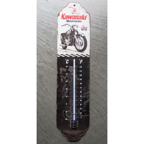 Thermometre Kawasaki Moto Motard 28x7 Cm Nostalgic Art Deco Maison