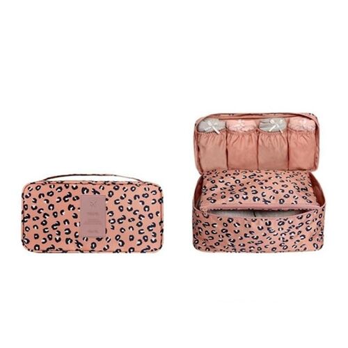 Travel Underwear Organizer Bag Cosmetic Daily Toiletries Storage Bag Women's High Quality Wash Case Bag, Léopard rose