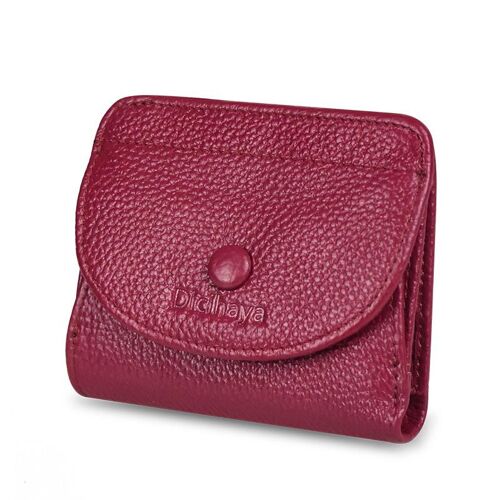 Women's Wallet Small and Slim Leather Purse Women Wallets Cards Holders Short Coin Ladies, Rose Rouge