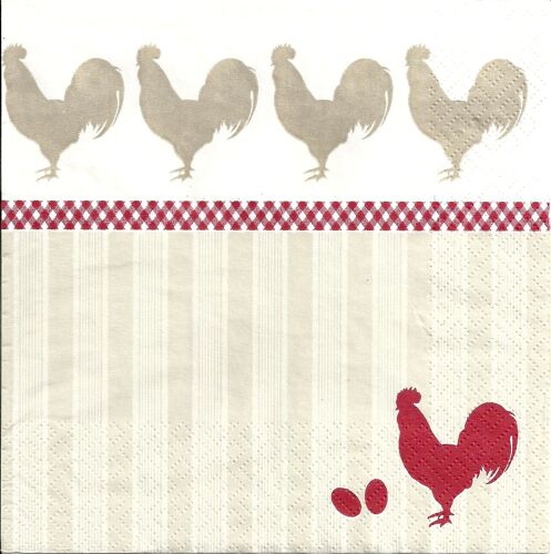 Lot De 2 Serviettes Déco Papier Atelier: Torchon Coqs