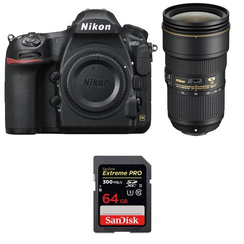 Nikon D850 + 24-70mm f/2.8E ED VR + SanDisk 64GB Extreme PRO UHS-II SDXC 300MB/s | Garantie 2 ans
