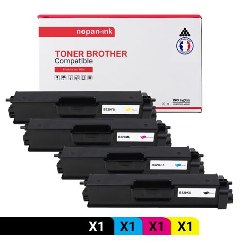 4 Toner pour Brother TN 329 Black + Cyan + Magenta + Jaune BK:6000 CMY:6000 Pages avec Brother L-4150CDN 4570CDW 4570CDWT L8350CDW L9200CDWT L9200CDW, MFC-9460CDN 9560CDW 9970CDW L8850CDW L9550CDWT L9