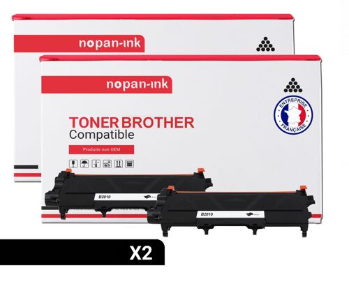2 Toner pour Brother TN 2010 Black 1000 Pages avec Brother L-2130 2130R 2132 2132R 2135W, DCP-7055 7055W