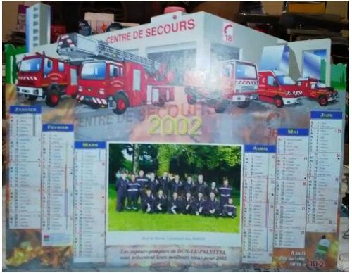 Grand Calendrier Des Pompiers - 34 X 42 Cm - 2002 - Dun-Le-Palestel - Creuse - 23