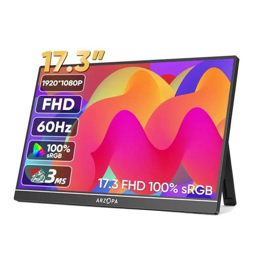 Moniteur Portable ARZOPA, Résolution Full HD 1080P, Technologie d'Affichage IPS, 17.3 1080P 100sRGB