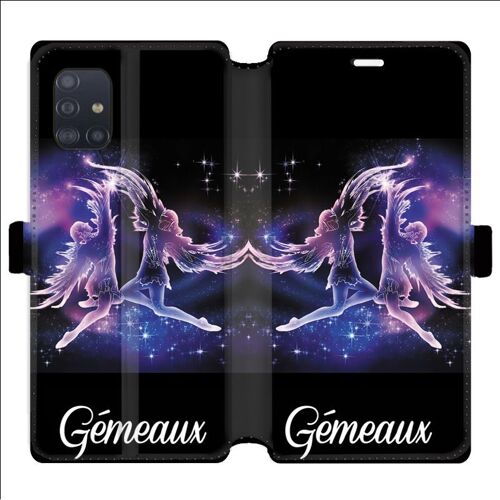 Housse Cuir Portefeuille Pour Samsung Galaxy A51 4g Signe Zodiaque 2 Gémeaux