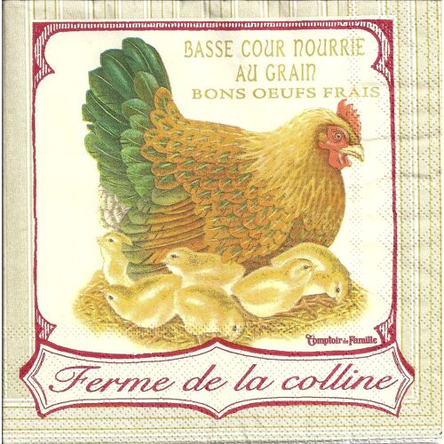 Lot De 2 Serviettes Déco Papier Comptoir De Famille: Ferme De La Colline