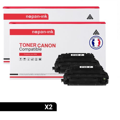 2 Toner pour CANON EP724 3481B002 (CE255A) Black 6000 Pages avec Canon LBP-3580 Canon i-SENSYS LBP-3580 Canon i-SENSYS LBP-6700 Series Canon i-SENSYS LBP-6750 dn Canon i-SENSYS LBP-6780 dn Canon i-SEN