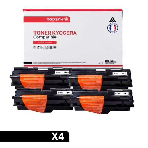 4 Toner pour KYOCERA TK160 Black 2500 Pages avec Kyocera ECOSYS P 2035 d Kyocera ECOSYS P 2035 dn Kyocera FS-1120 D Kyocera FS-1120 DN Kyocera FS-1120 Series